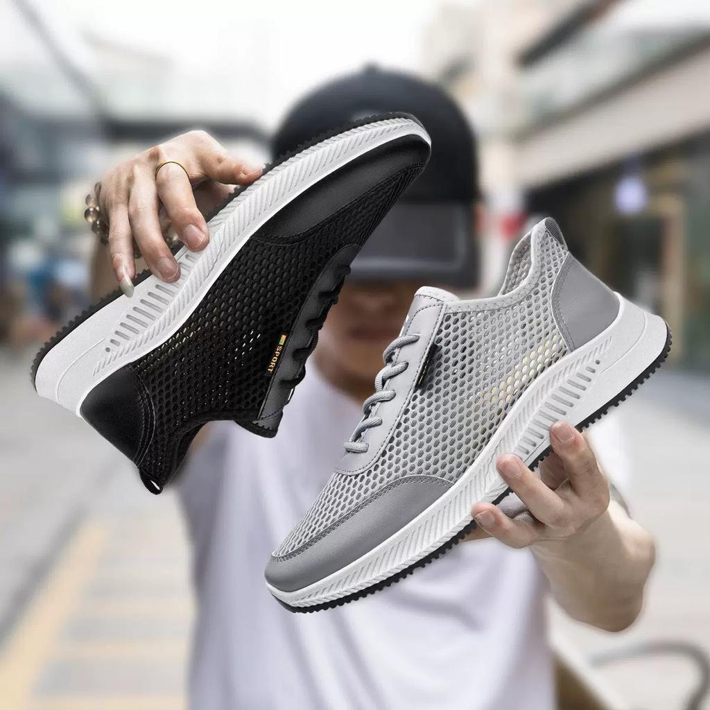 Summer men's shoes breathable thin mesh shoes soft sole student running shoes mesh surface casual comfortable hollow men's sports shoes