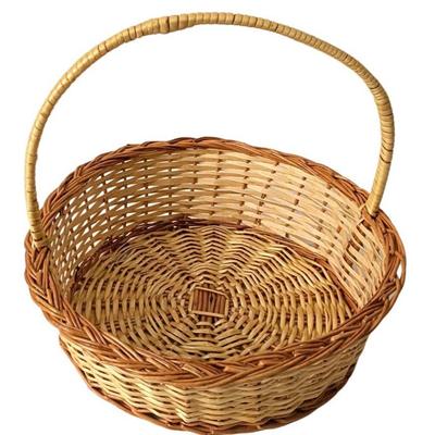 Round Handle Deep Cane Bamboo Wicker Multipurpose Basket Natural Brown Colour for Hamper Chocolate Flower Pooja Basket. Size (12 * 12 * 4) Inches