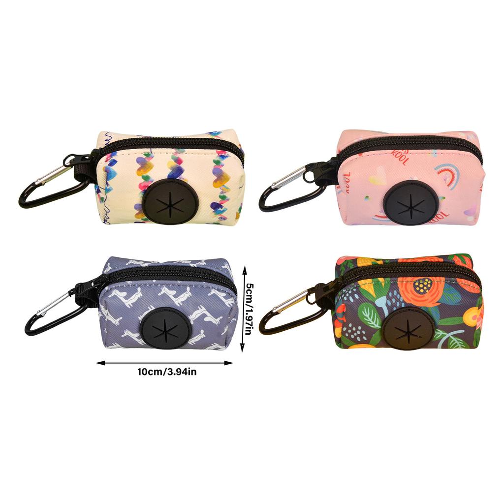 Convenient Pet Poop Bags Holder Fashion Print Zippered Dog Poop Bag Holder for Outdoor Pet Walking Running Clean Supply