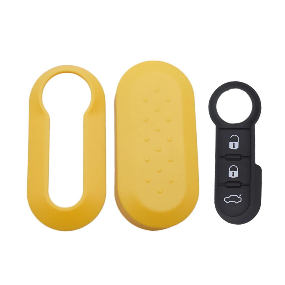 Remote Flip Key Shell Case Car Key Pad for Fiat 500 Panda Punto Bravo Replacement Key Case 3 Buttons Rubber Button Pad