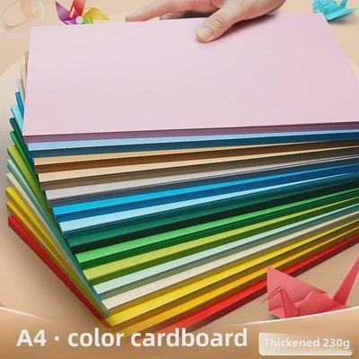 Yuanhao Förskola Handgjort Färgat Kartongpapper – Vit, Svart, Grön, Blå, Rosa, 230g A4
