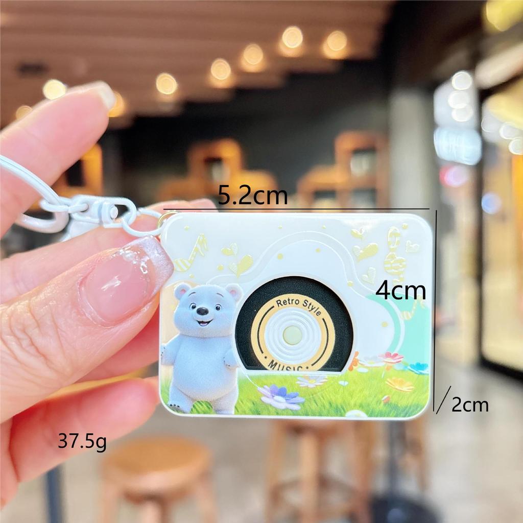 Cartoon-Tier-Plattenspieler-Schlüsselanhänger: Süßer Rucksackanhänger und lustiges CD-Player-Spielzeug