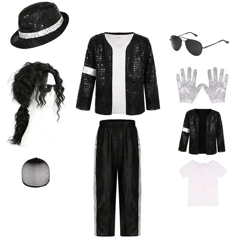 Michael Jackson Cosplay Costume Halloween Cosplay Birthday Party Dance Performance Costume Pop Star Boys Girls Outfits