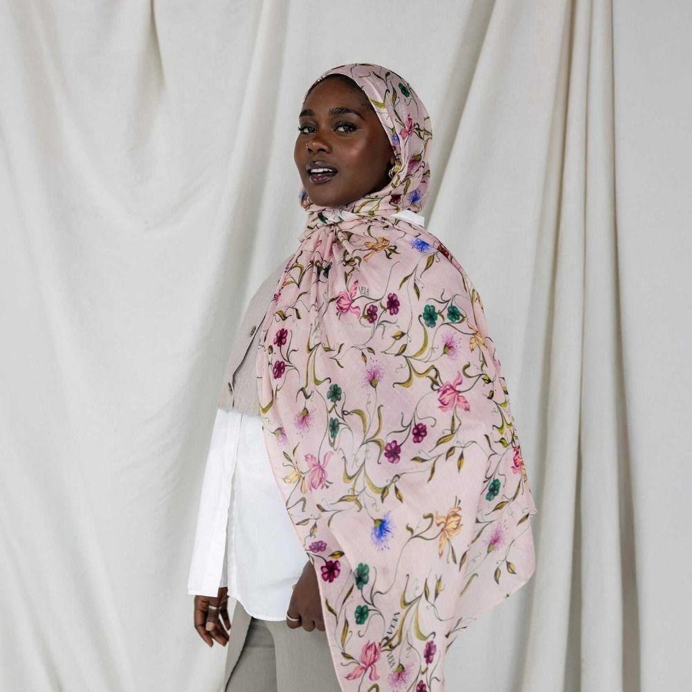 Floral Hijab Scarf Watercolor Headscarf Elegant Ethnic Style Scarf  Female