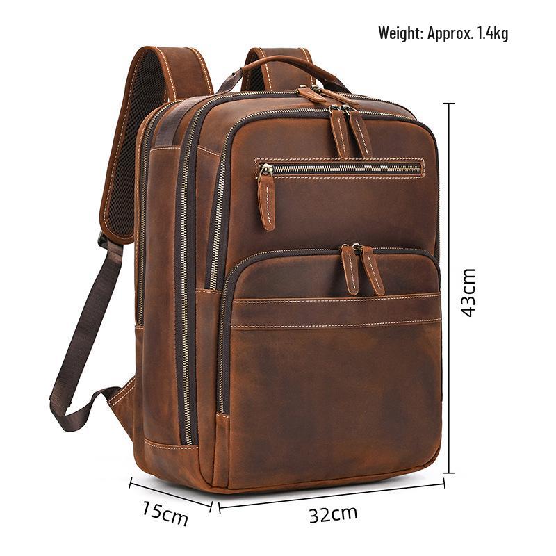Vintage Crazy Horse Leder Rucksack für Damen und Herren - Echte Leder Reise- und Schultasche