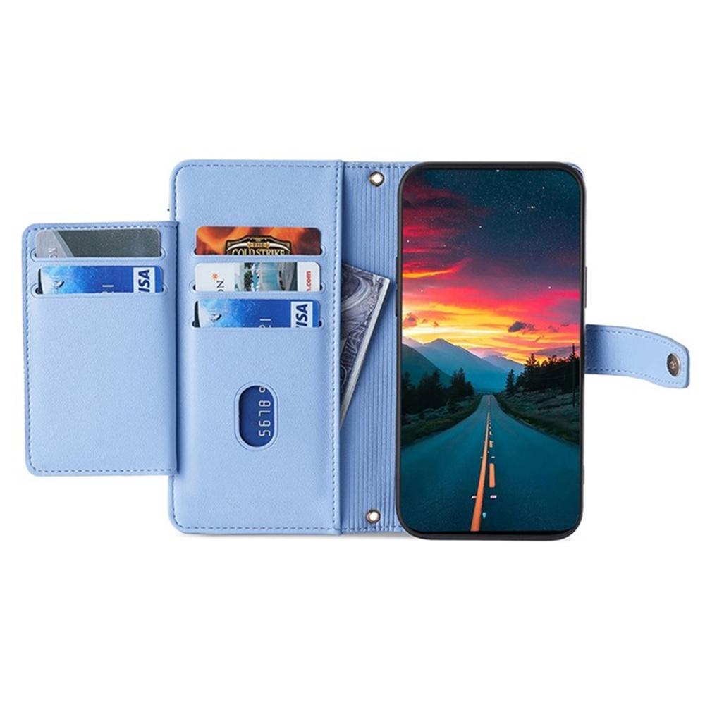 For Samsung Galaxy XCover7 Pro Leather Case Zipper Pocket Wallet Phone Cover with 2 Straps
