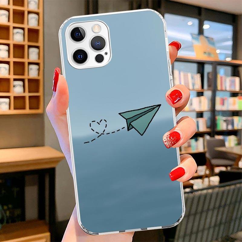 Paper Plane Airplane Fly Cover Phone Case For iPhone 16 17 Air 15 14 Pro Max 16E Phone Case 13 Mini 12 11 7 SE 8 Print Pattern F