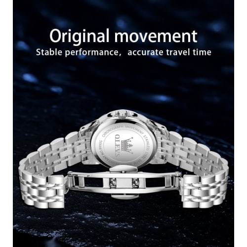 OLEVS Men's Watch, Waterproof, Luminous Business Watch, Analog Quartz, Stylish, Silver Watch, Metal, Gray Dial, Date, Popular Fashion, Hand Watch for