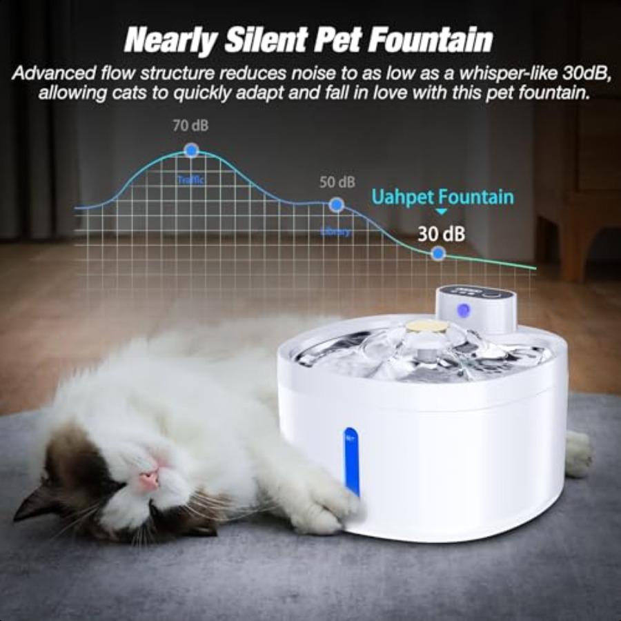 Wirel Battery Operated Cat Water Fountain 88oz 2.6L Large Capacity WhisperQuiet LongLasting odes with 2 Replacement Filters Sta