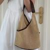Straw bag women's literary shoulder new summer small fresh woven bucket bag