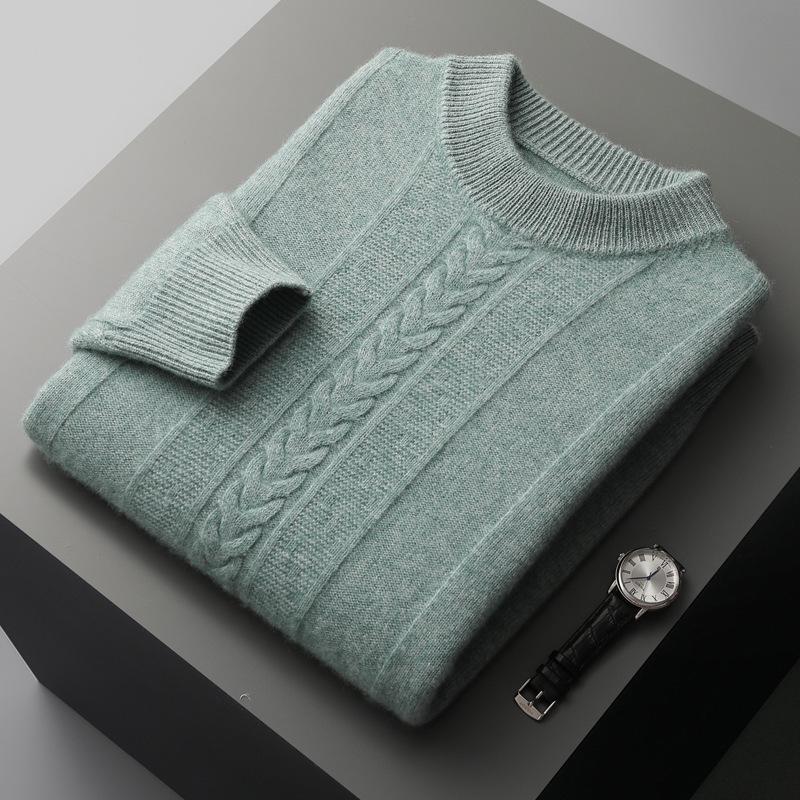 New round neck pullover cashmere sweater with solid color warm bottom knitted sweater
