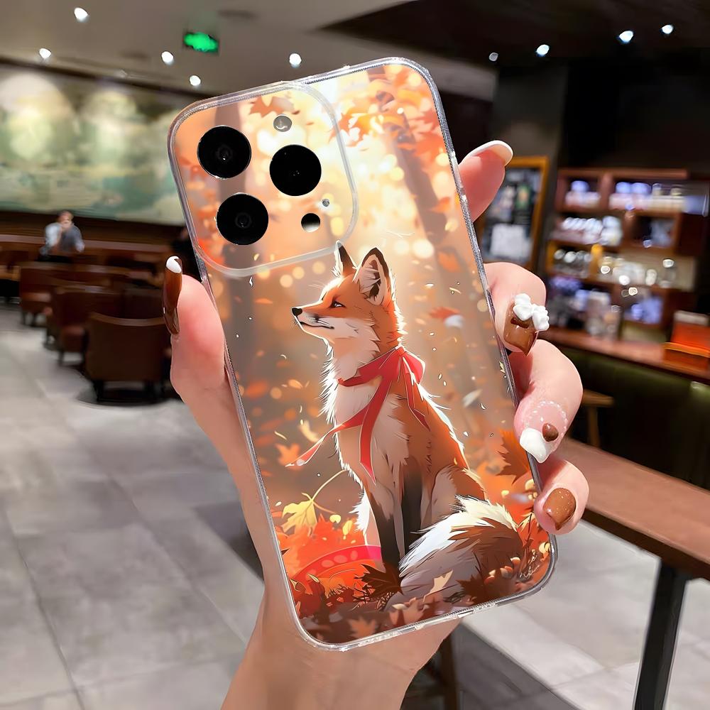 Leaves Fall Fox Halloween Phone Case For IPhone 17 Air 16 E 15 14 8 7 Plus 13 12 Mini 11 Pro Max Anti Transparent Drop Cover