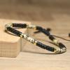 Bohemian Style Black Agate Spotted Beaded Bracelet | Adjustable Hand-woven Natural Stone Accessory | Anniversary Birthday Gift
