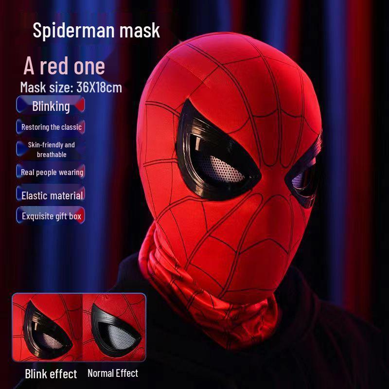 Electric Spider-Man Mask with Blinking Eyes - Light-Up Cosplay Helmet Toy for Kids