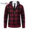 Cozy Up Men Sweater Coat  Autumn Winter Thick Warm Hooded Plaid Wool Sweater Cardigan  Zipper Fleece Coat Men