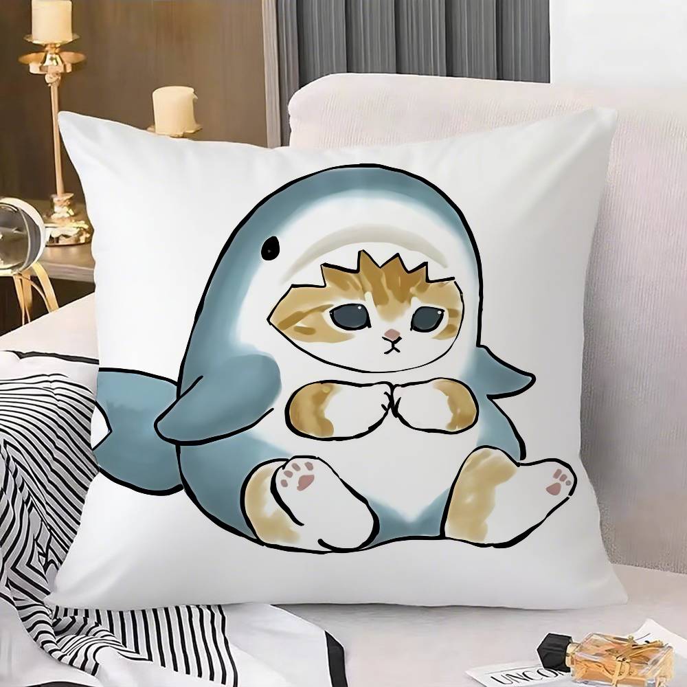 Hand Drawn Cute Cat Pillow Case Pattern Printed Pillowcase For Living Room Sofa Cushion Cover Bedroom Decor