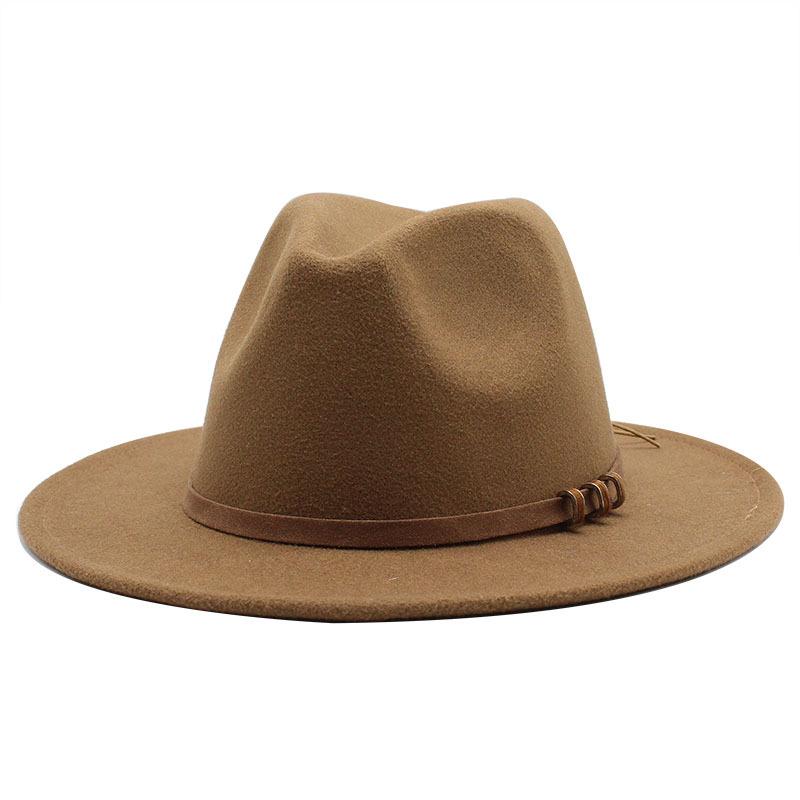 Britse Retro Hoge Hoed Trendy Vilthoed Wollen Platte Rand Jazzhoed Heren- en Dameshoeden