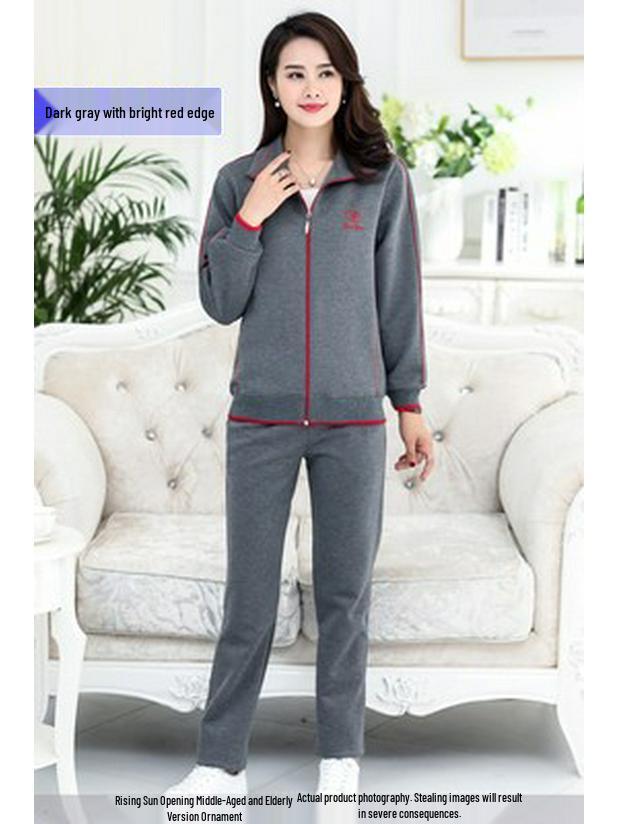 Sportbekleidungs-Set für Damen in Übergröße - Frühjahr/Herbst 2023, Zweiteiler mit langen Ärmeln für Mütter mittleren Alters und ältere Mütter