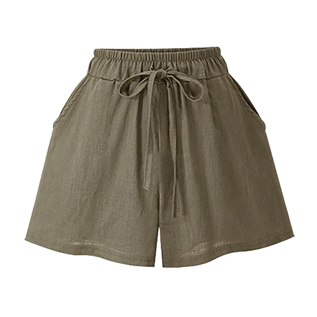 Women's Summer Elastic Waist Loose High Waist Wide Leg Thin Casual Shorts