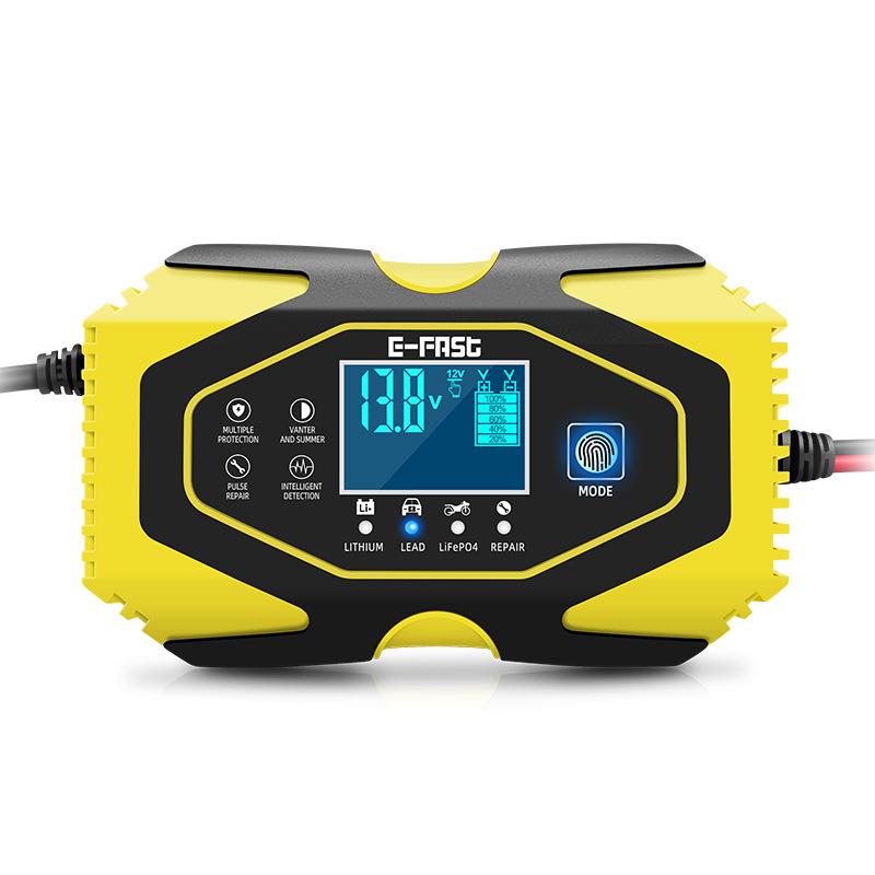 E-FAST Smart Charger for Lithium & Lead-Acid Batteries with Current & Voltage Display for Cars & Motorcycles