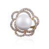 Elegant Rose Brooch with Zircon and Pearl for Women
