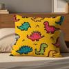 P-Cute Dinosaurs Cushion Cover Cushion Cover Pillowcase, Anti-Mite Invisible Zipper, Linen Sofa Cushion