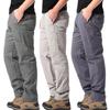 Casual Pants Men's Spring Autumn Cotton Cargo Trousers Large Sports Pants Loose Straight Man Elastic Waist Work Pants
