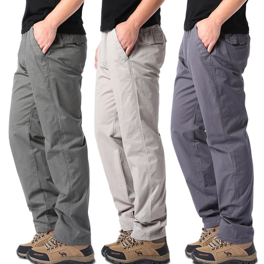 Freizeithose Herren Frühling Herbst Baumwolle Cargohose Große Sporthose Locker Gerade Mann Elastische Taille Arbeitshose