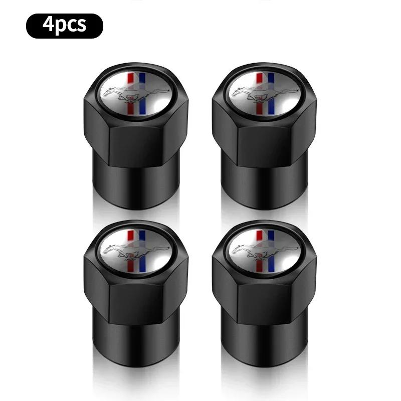 Car Sticker Ford 4Pcs Car Logo Metal Wheel Stem Covers Tire Valve Caps Decoration For Ford Mustang GT500 GT350 Cobra Shelby Focu