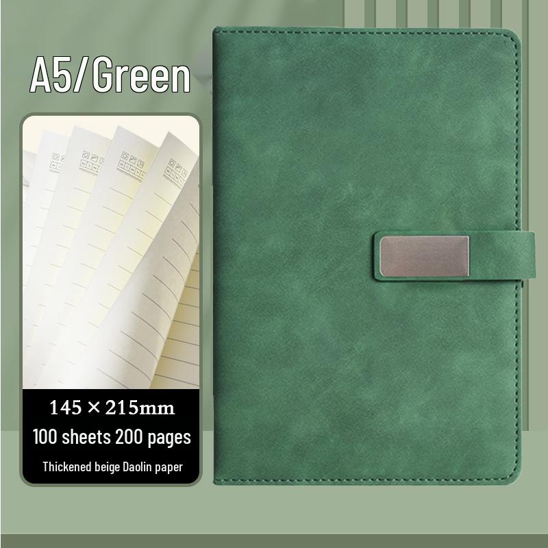 High-End Soft Leather Business Notebook with Magnetic Buckle and Custom Logo - Ideal Gift Set
