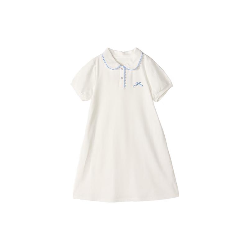 Deesha Girls Preppy Style Short-Sleeve Polo Dress 120 грязно-белый