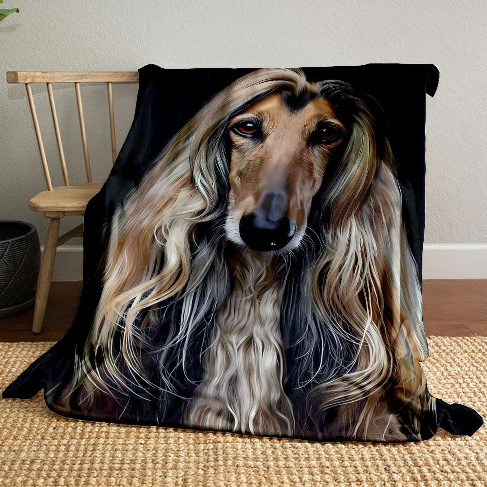 

Afghan Hound Pattern Blanket bedroom Blanket for Livingroom Couch lunch break Soft throw for Friend s festival Gift 80cm x 120cm