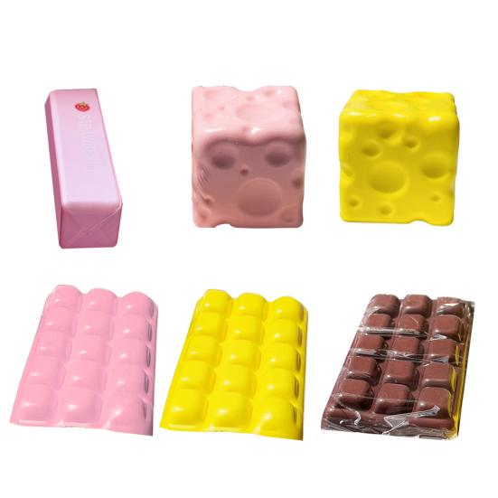 Cheese Stress Reliever Fake Squeeze Toy, Anxiety Relief Cube Sensory Shaped Toy Slow Rising Pinch Home Office Relaxation Tool Shape