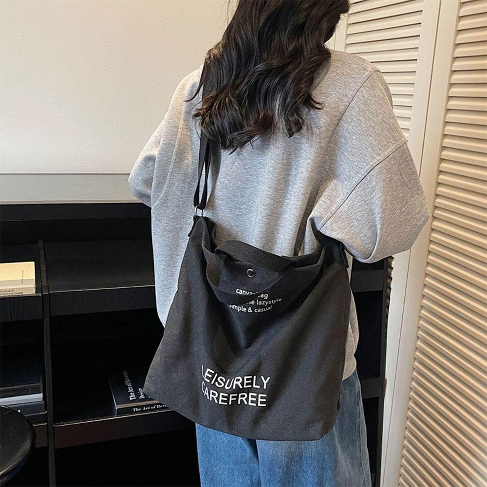 Premium Sense Thickened Canvas Retro Tote Bag Large Capacity Shoulder Strap Shoulder Bag Casual Crossbody Bags Daily Use