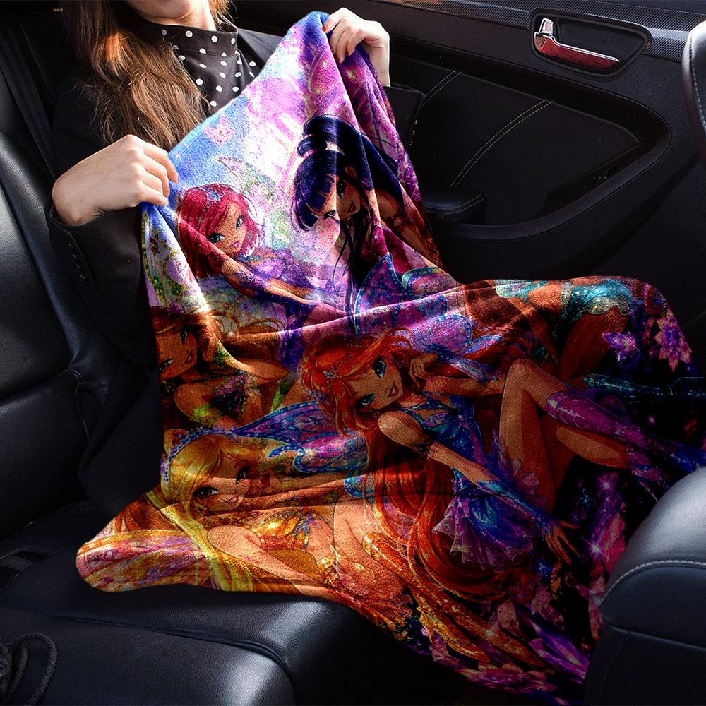 Winx Club Theme Printed Blanket - Perfect for Couch, Bed, Travel & Outdoor Use | Machine Washable, Cozy & Durable.