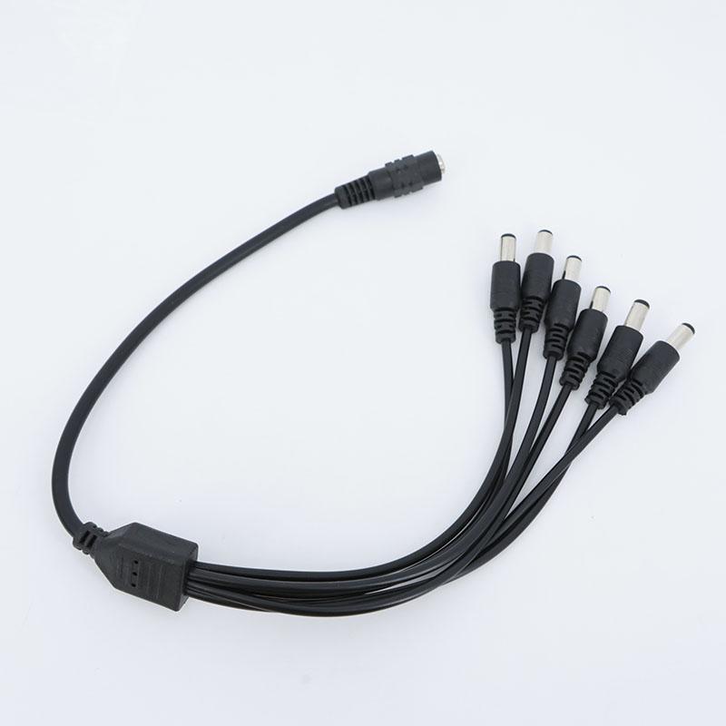 40cm DC 1 Female To 6 Way Male Splitter Plug Extension Cable 5.5*2.1mm Connector 12V DC Power Supply Cable