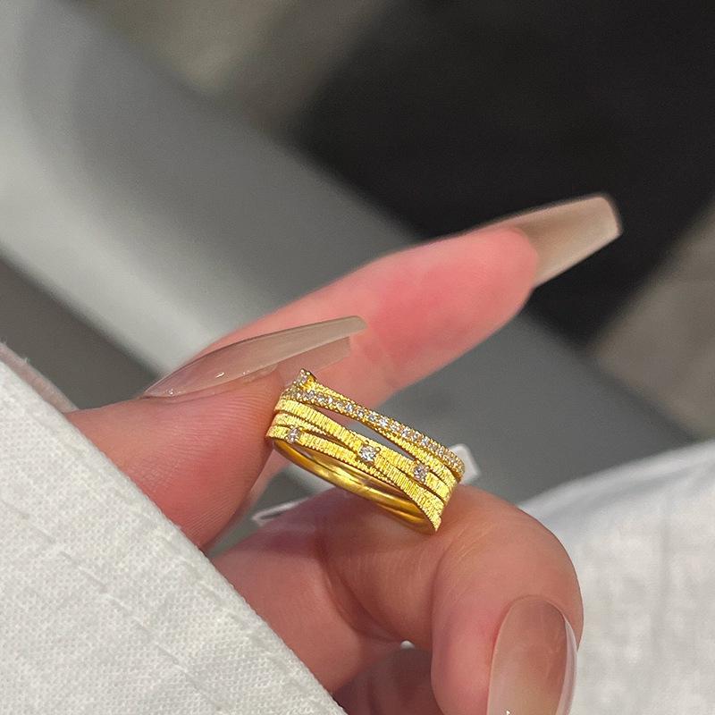 Retro Multi-Circle Brushed Wire Fashion Ring - Versatile, Exquisite, Light Luxury for Index Finger