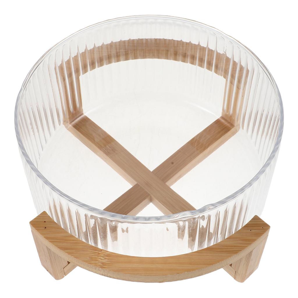 Glass Salad Bowl 1.8L Clear Vertical Striped Fruit Plate Decorative Serving Bowl for Kitchen Counter Fruit Dessert Snack