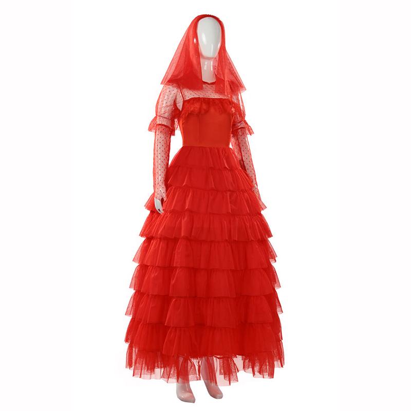 Kostüm Hochzeitskleid Damen Gothic Rot Halloween Käfer Geisterbraut Cosplay Weihnachtsfeier Outfit