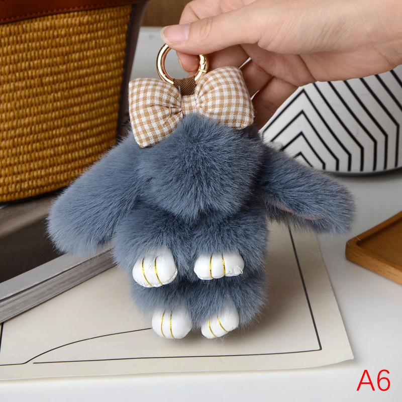 Mini Rabbit Hair Bow Pendant Bag Strap Car Key Chain Cute Bunny Couple Pendant Cute Keychain Key Chains