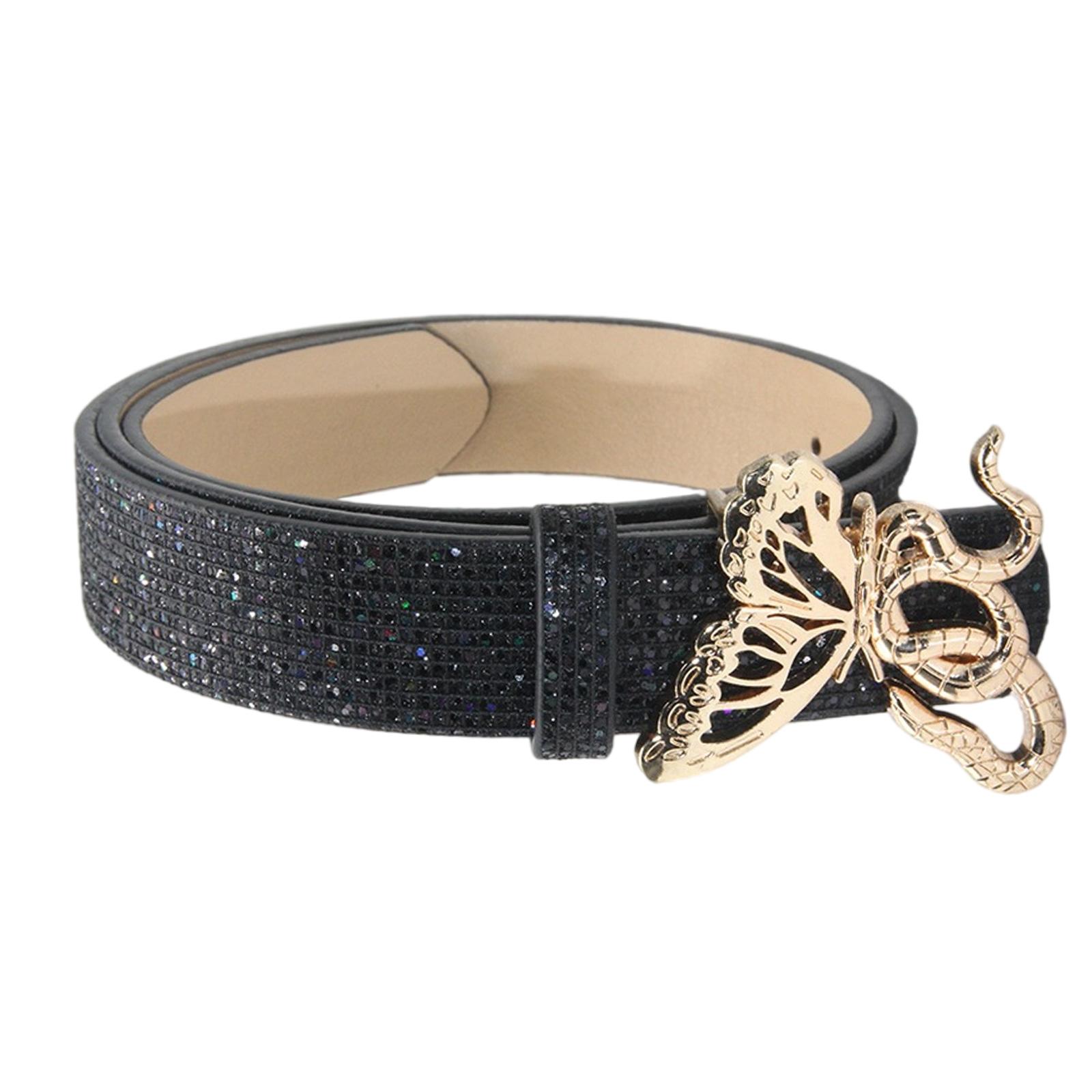 

Modern PU Leather Waist Strap with Snake Design Butterfly Buckles For Women and Teens Daily Wear Pants Jeans Waistband