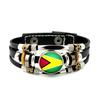 Factory National Country Flag Design Bracelet Crystal Bead Snap Button Sports National Team Jewelry Gift Leather Wrap Bracelet