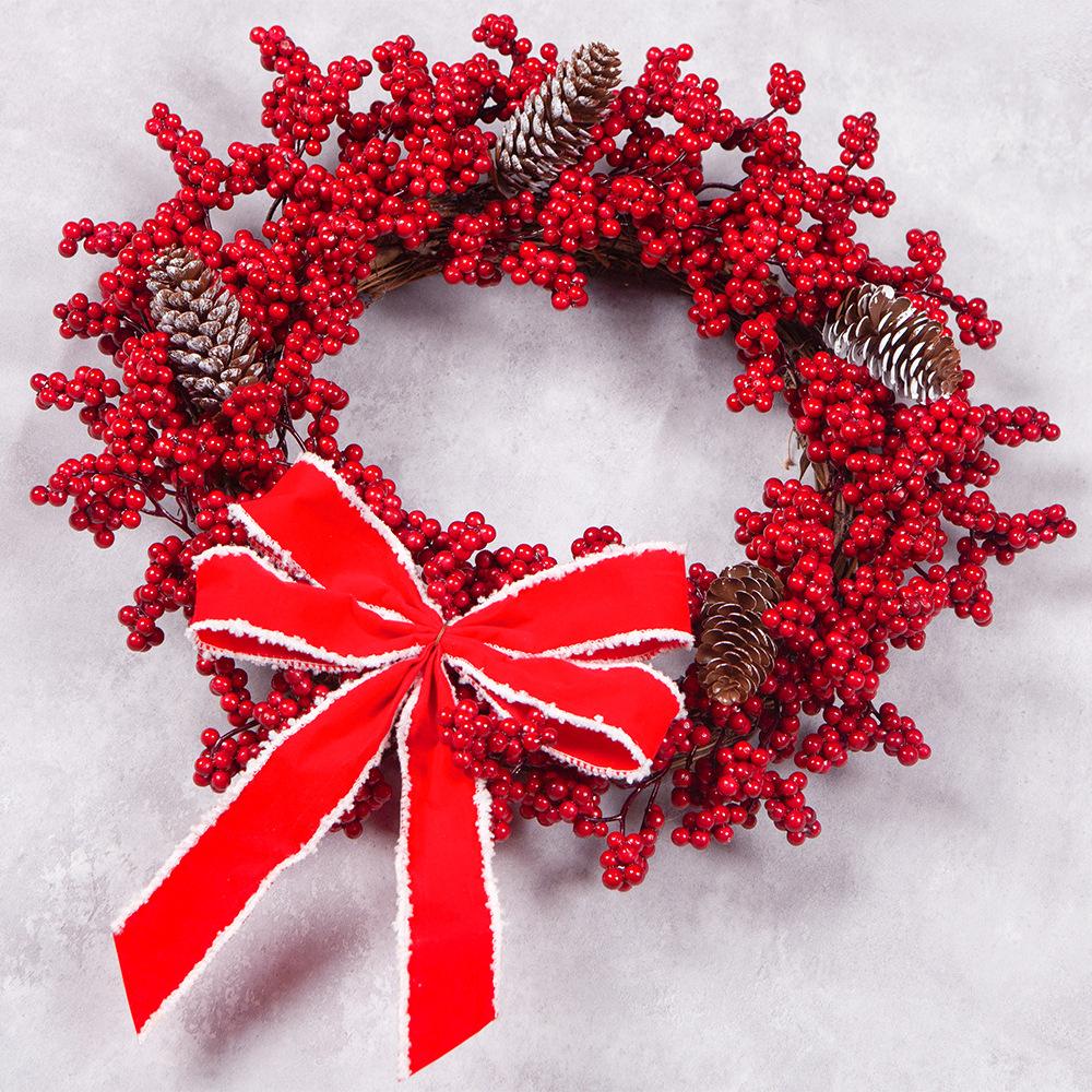 Christmas Decorations Red Fruit Plastic Pine Fruit Christmas Wreath Outdoor Garden Decorations