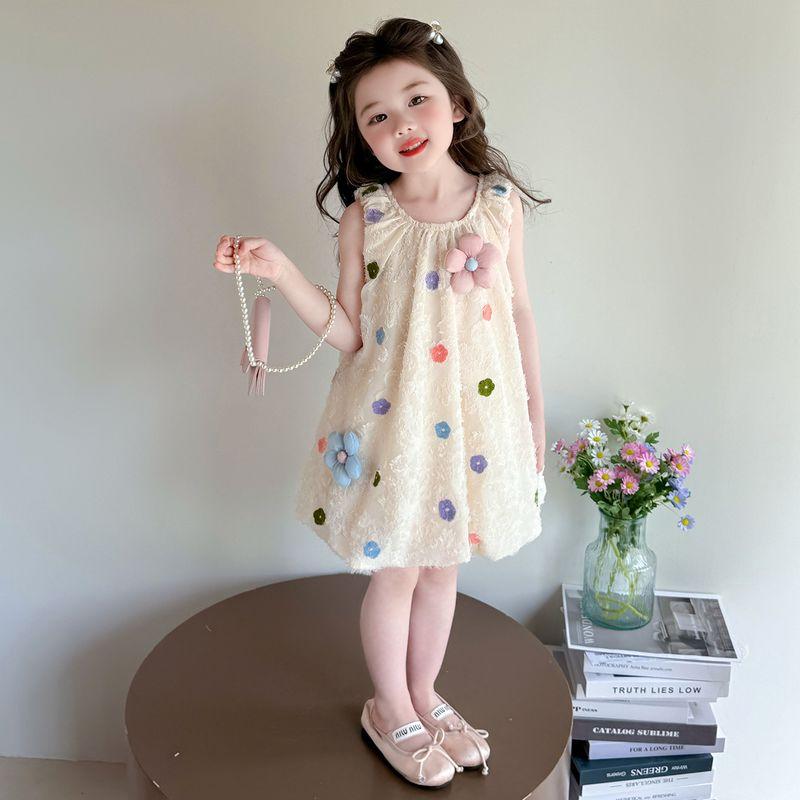 

Women Children s Flower Dress Summer 2025 New Baby Thin Vest Dress Summer Clothing Little Girl Sweet Skirts Apricot 90cm