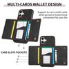 For iPhone 16 Phone Case Tri-Fold Wallet Kickstand PU Leather+TPU Back Cover