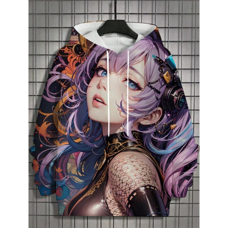 Autumn and Winter Men's Sports Hoodies Unisex 3D Printing HD Anime Girl Printing Hoodies Harajuku Fashion Pullovers