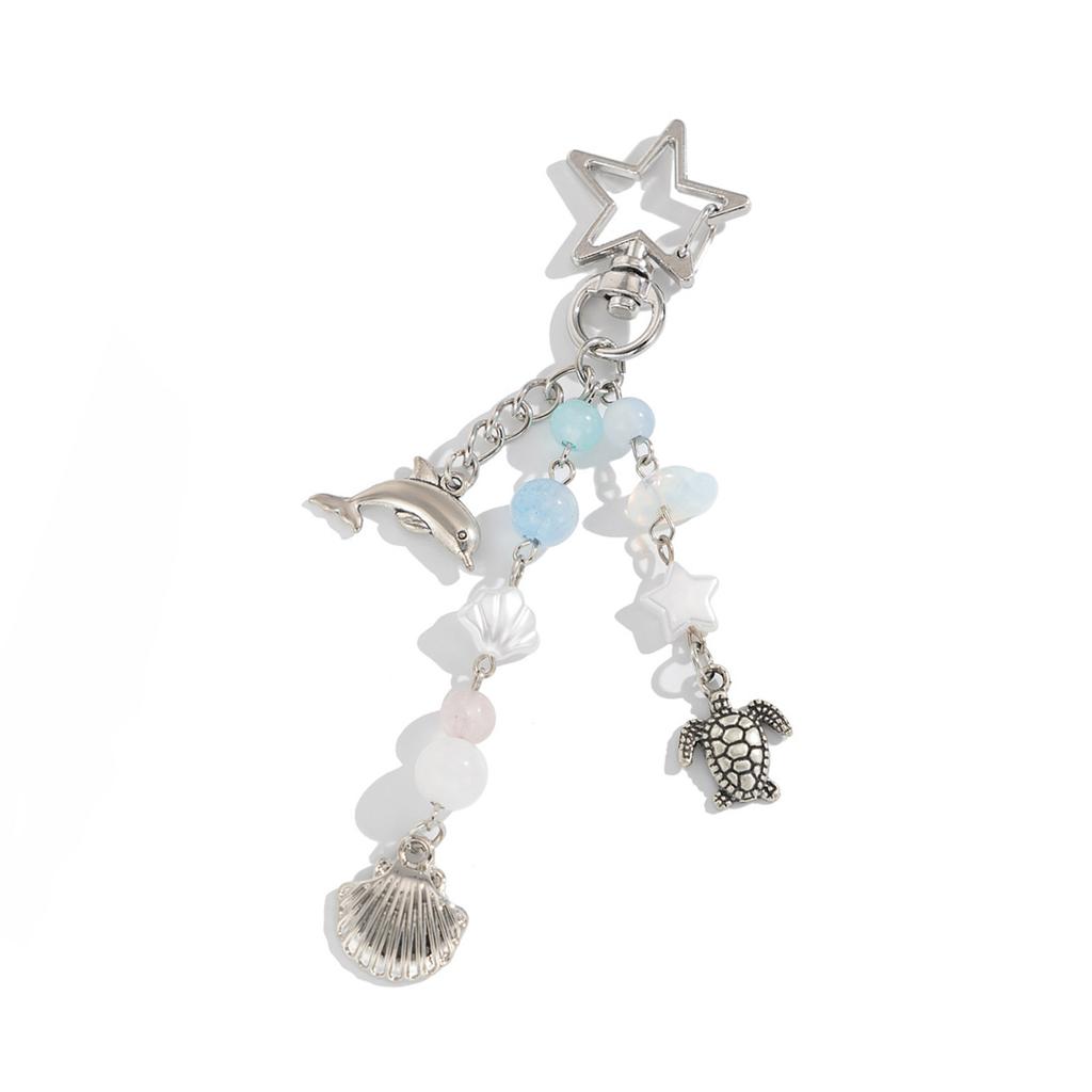 Oceanics Themed Dolphin Seashells Turtles Keychain Portable for Travel Enthusiasts And Personalize Accessories Lovers