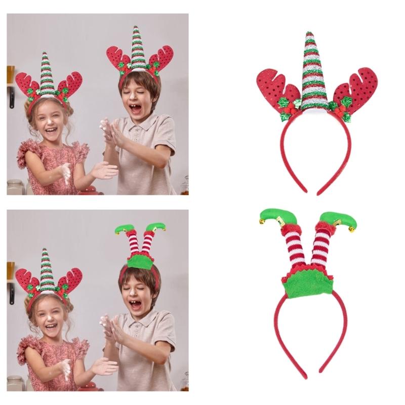 Cute Christmas Hat Tree Headband with Glitter Funny Hat Hair Hoop Novelty Party Headdress Headwear Party