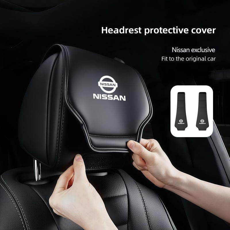 Set Protettivo Copricapo in Pelle per Sedile Auto Anteriore Posteriore per Nissan Sylphy N7 Teana Qashqai Note J10 J11 Navara Juke GTR