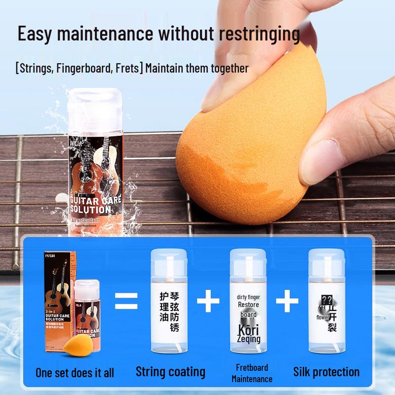Olio per la cura della chitarra 3 in 1: Liquido per Pulizia e Manutenzione Corde Elettriche in Bachelite, Tastiera, Tastiera